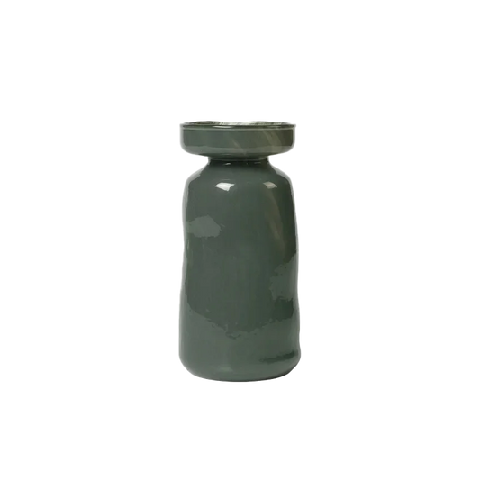 Broste solai mouth-blown vase 19cm olive