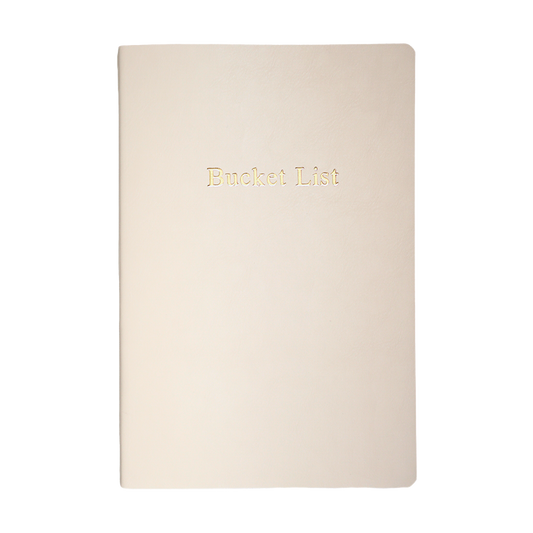 Bucket List A5 notebook with vegan leather cover nude