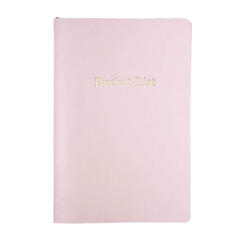 Bucket List A5 notebook with vegan leather cover dusty pink
