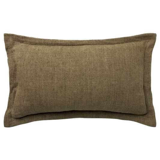 Burton tailored linen cushion cover 40x65cm khaki