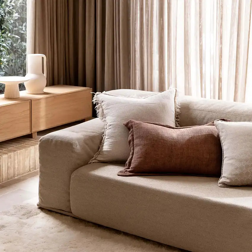 Burton tailored linen cushion cover 40x65cm cafe