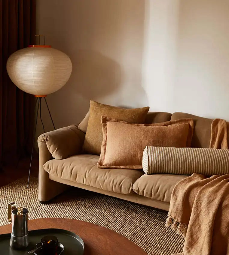 Burton tailored linen cushion cover 40x65cm cafe