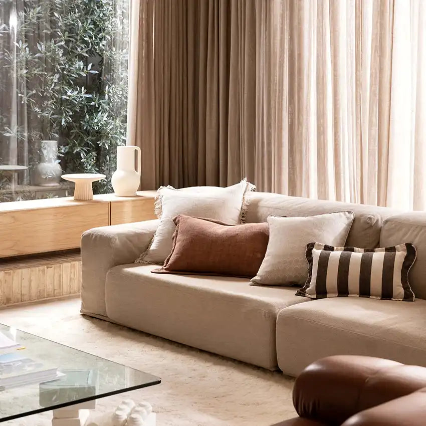 Burton tailored linen cushion cover 40x65cm cafe