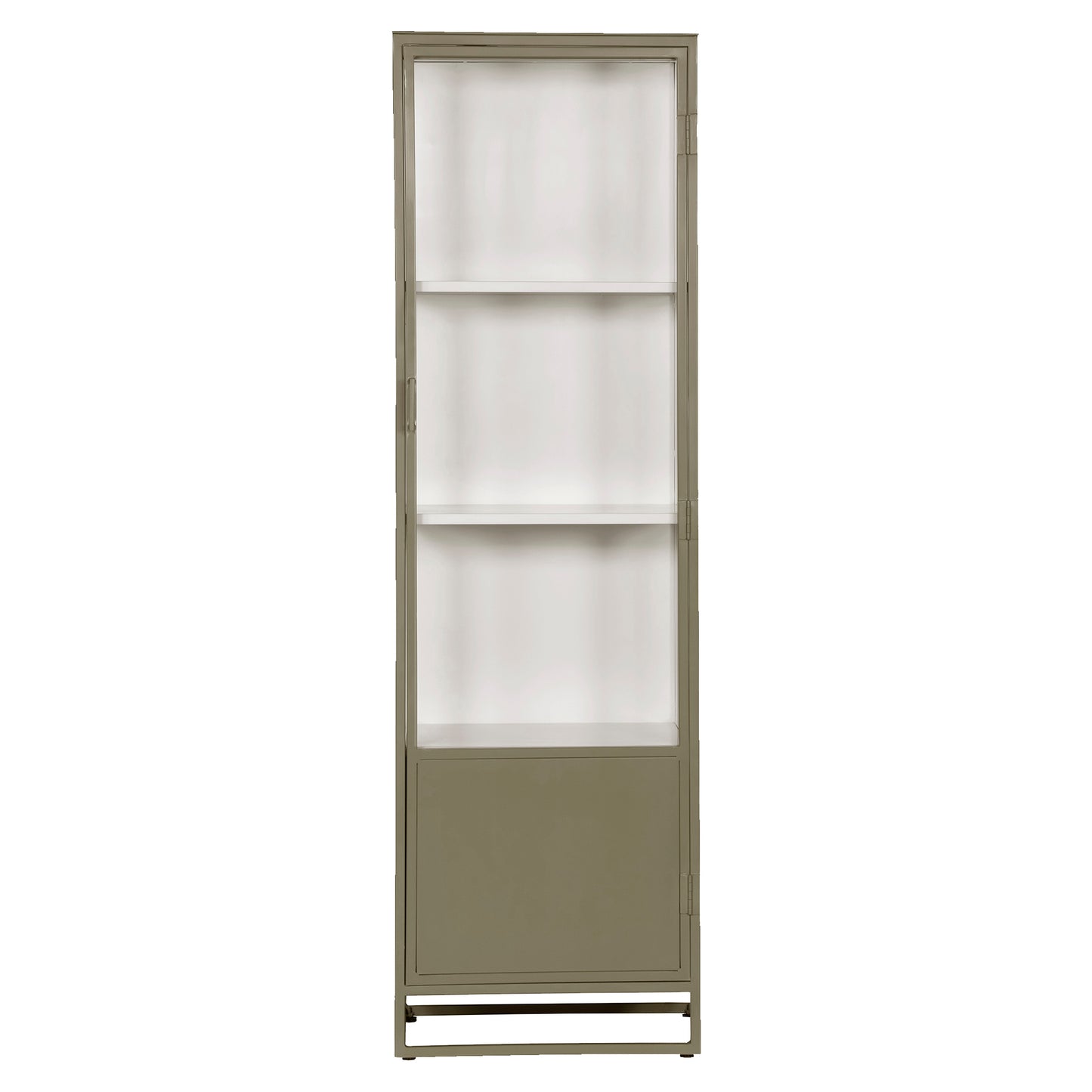 Metal single door glass cabinet 200cm olive