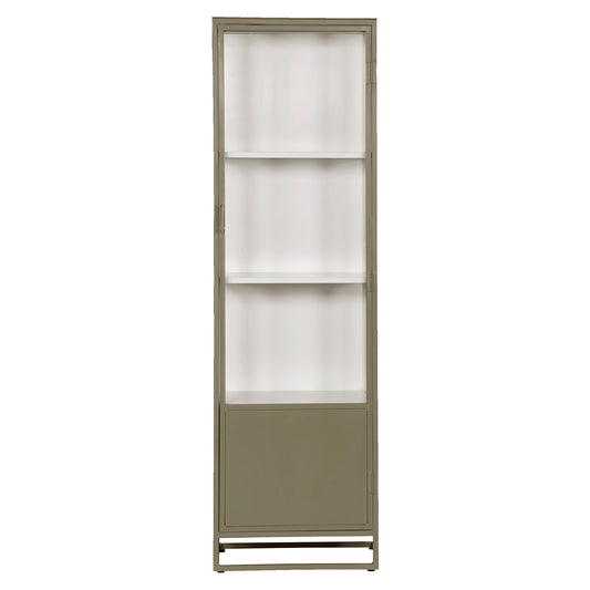 Metal single door glass cabinet 200cm olive