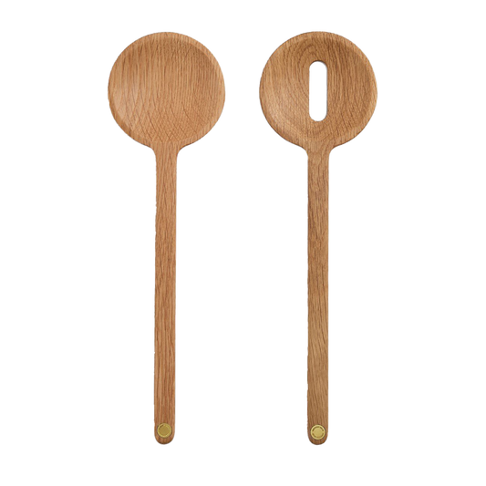 Oak salad servers 28cm