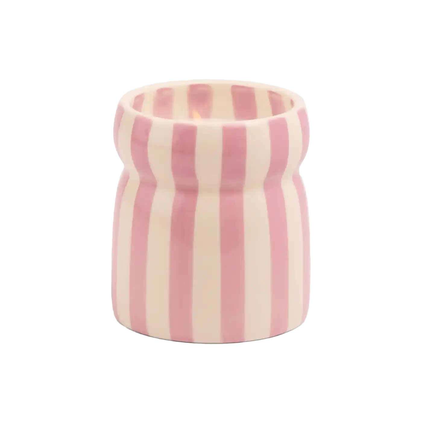 Striped ceramic soy candle Grecian Sand