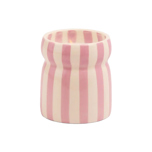 Striped ceramic soy candle Grecian Sand