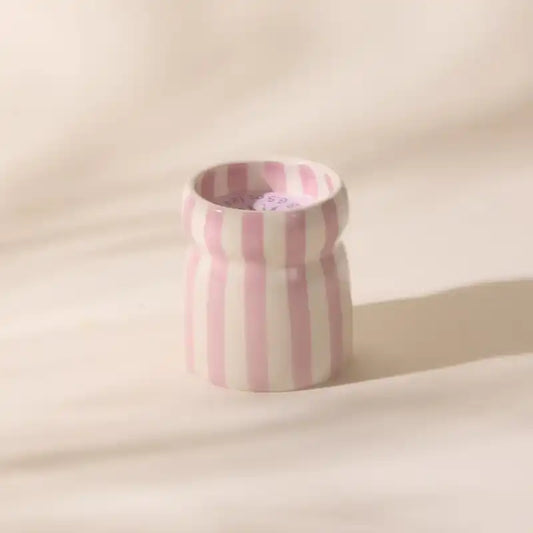 Striped ceramic soy candle Grecian Sand