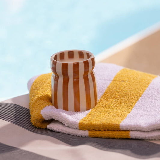 Striped ceramic candle Sienna Sunset 184g