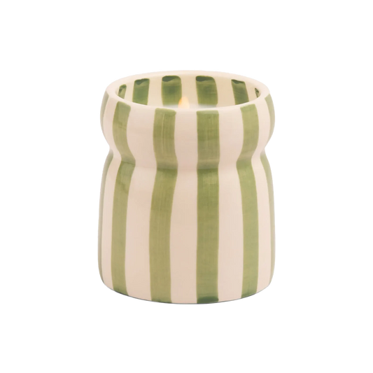 Striped ceramic soy candle Bora Bora