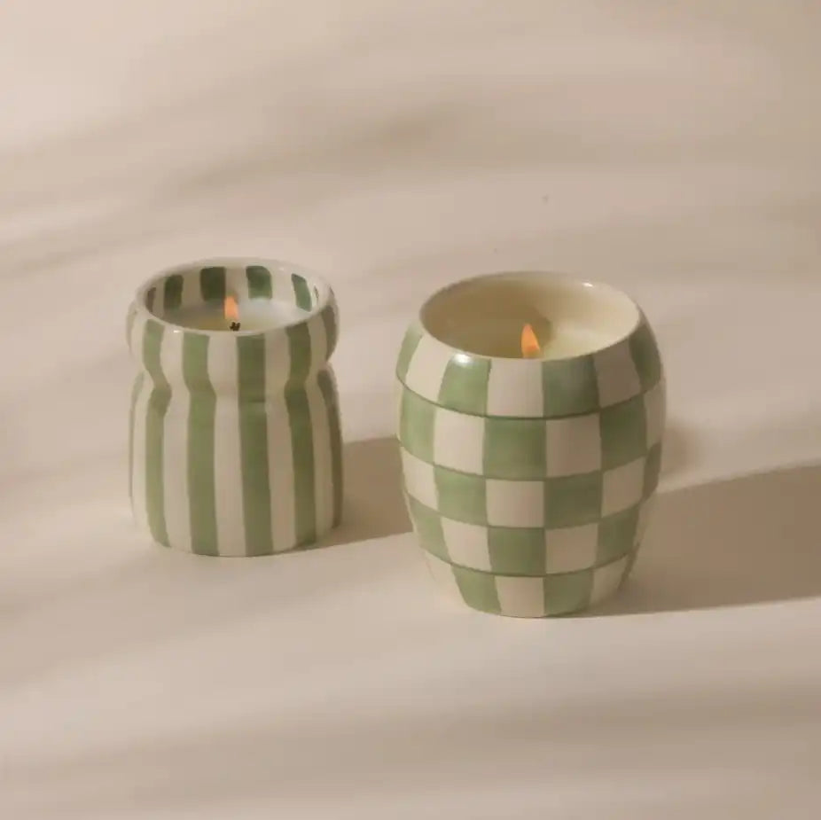 Striped ceramic soy candle Bora Bora