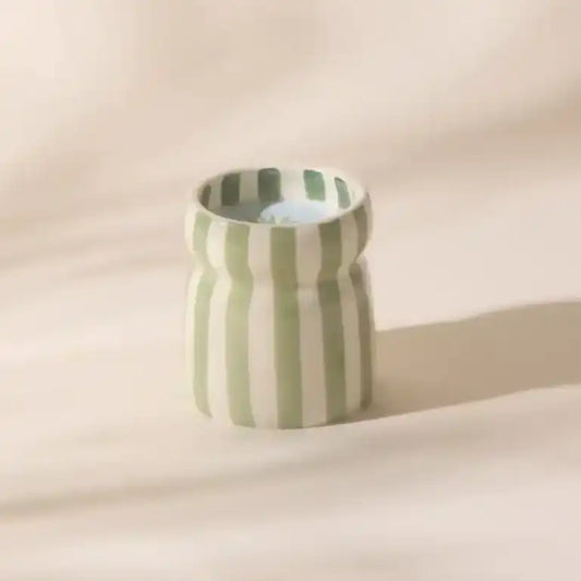 Striped ceramic soy candle Bora Bora