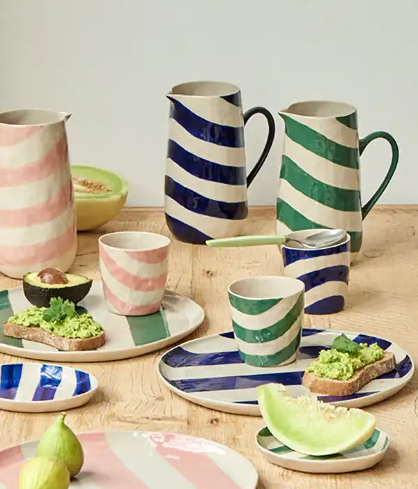 Cabana stripe jug green 21cm