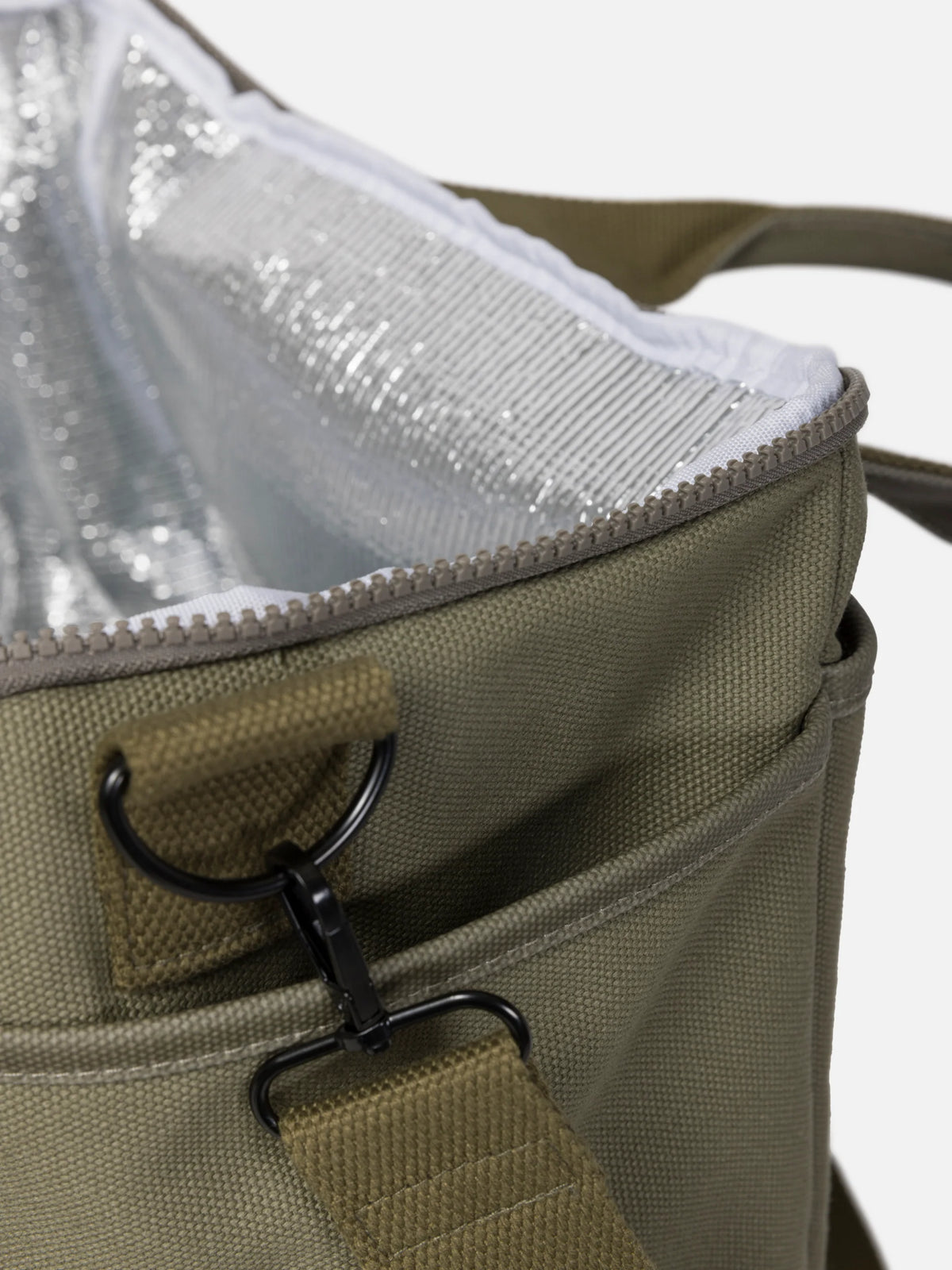 Canvas cooler bag tall olive green 35cm