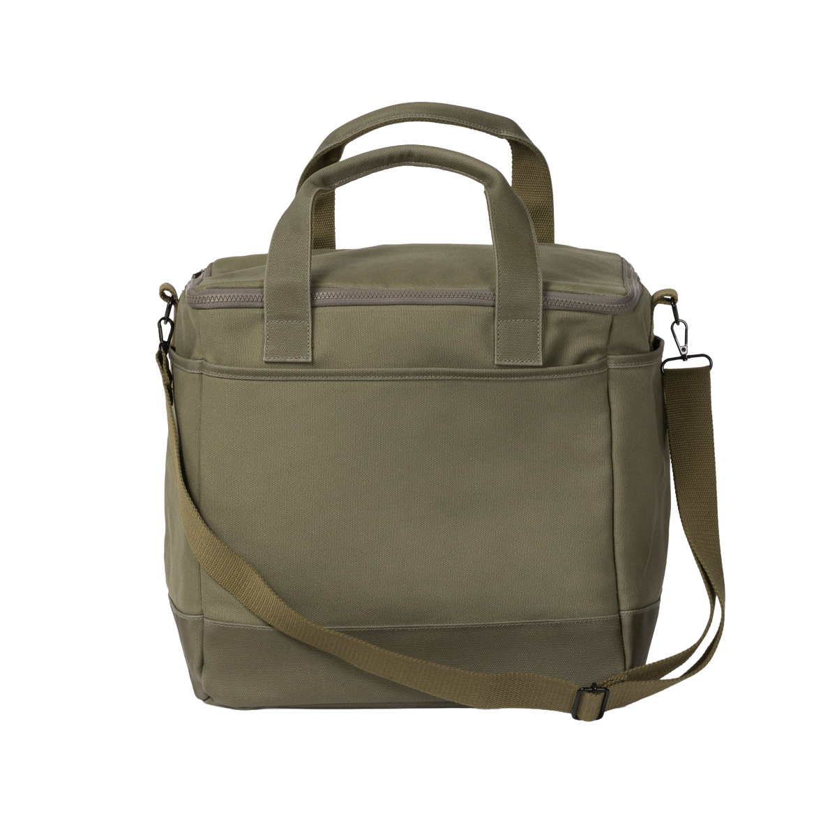 Canvas cooler bag tall olive green 35cm