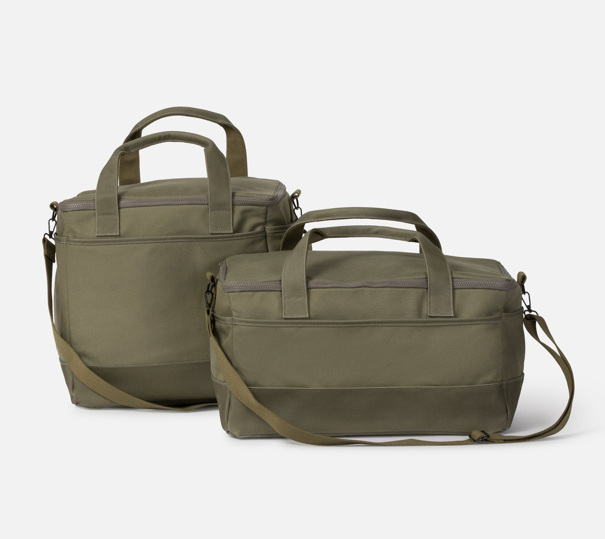 Canvas cooler bag tall olive green 35cm