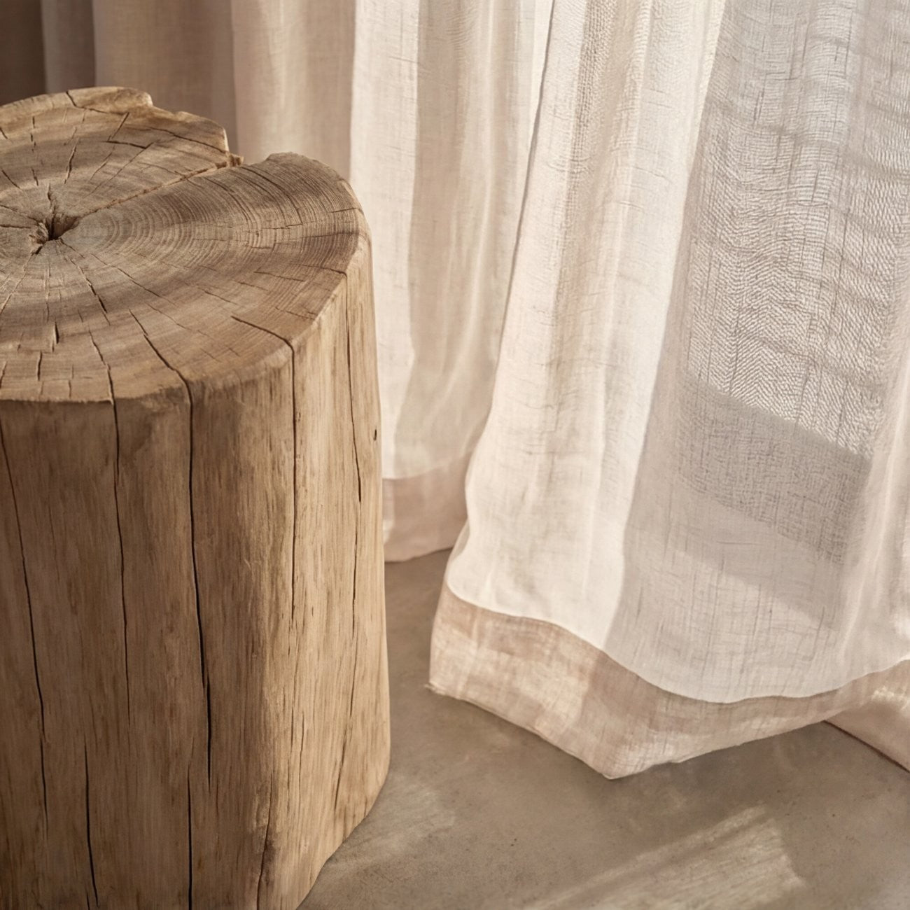 Round stump side table 38cm high natural