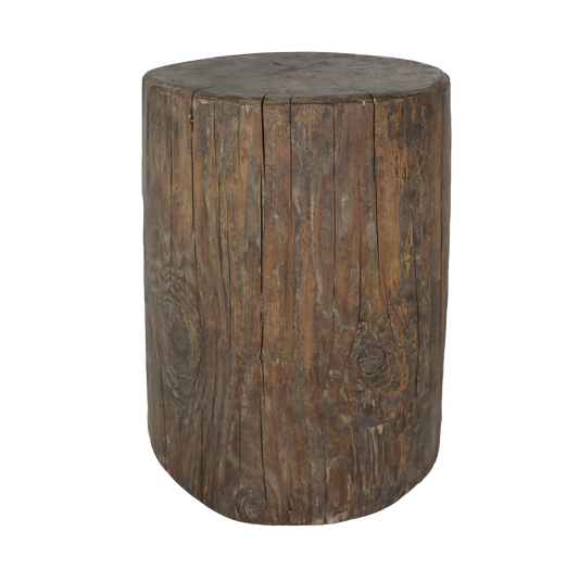 Round stump side table 38cm high walnut