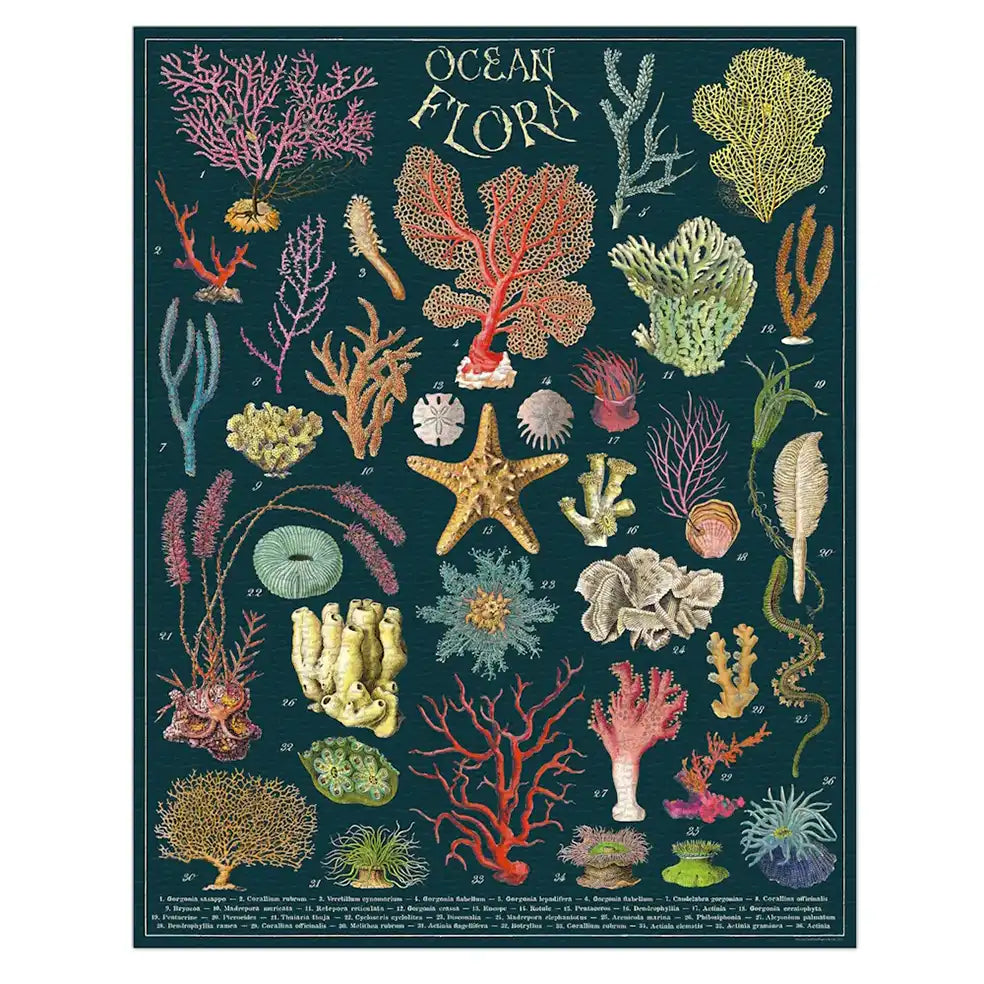 1000-piece vintage jigsaw puzzle ocean flora