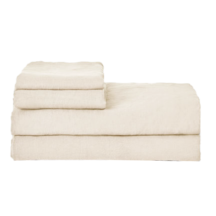 Chambray linen flat sheet oatmeal