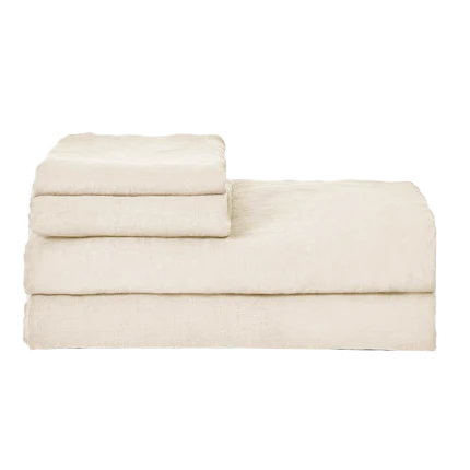 Chambray linen fitted sheet oatmeal
