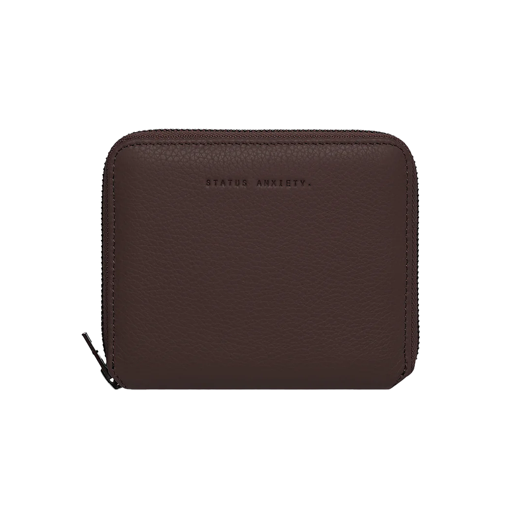 Compact leather jewellery holder cocoa