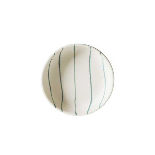 Condiment bowl with green stripes 9cm