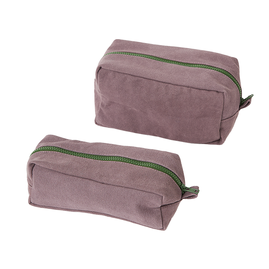 Contrast cotton wash bag lupin small