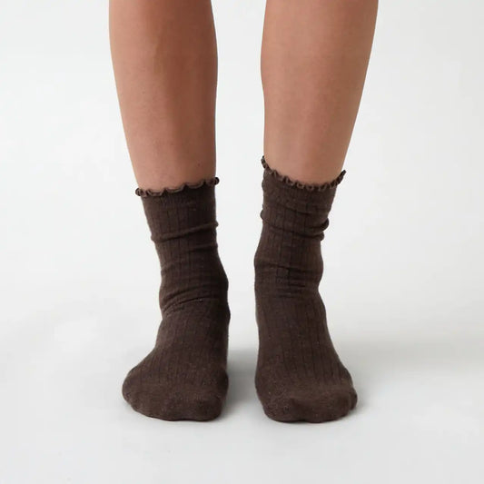 Cotton cashmere socks cocoa