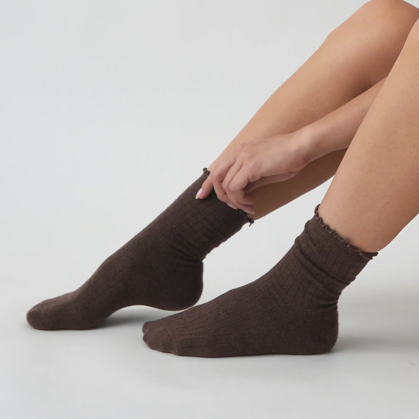 Cotton cashmere socks cocoa