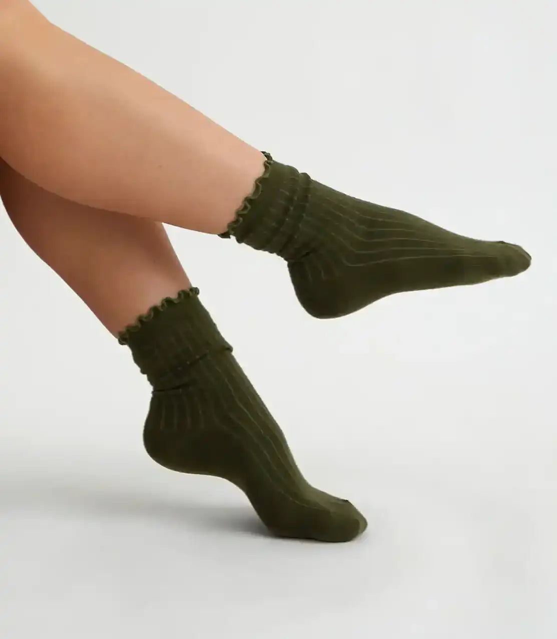 Cotton cashmere socks olive