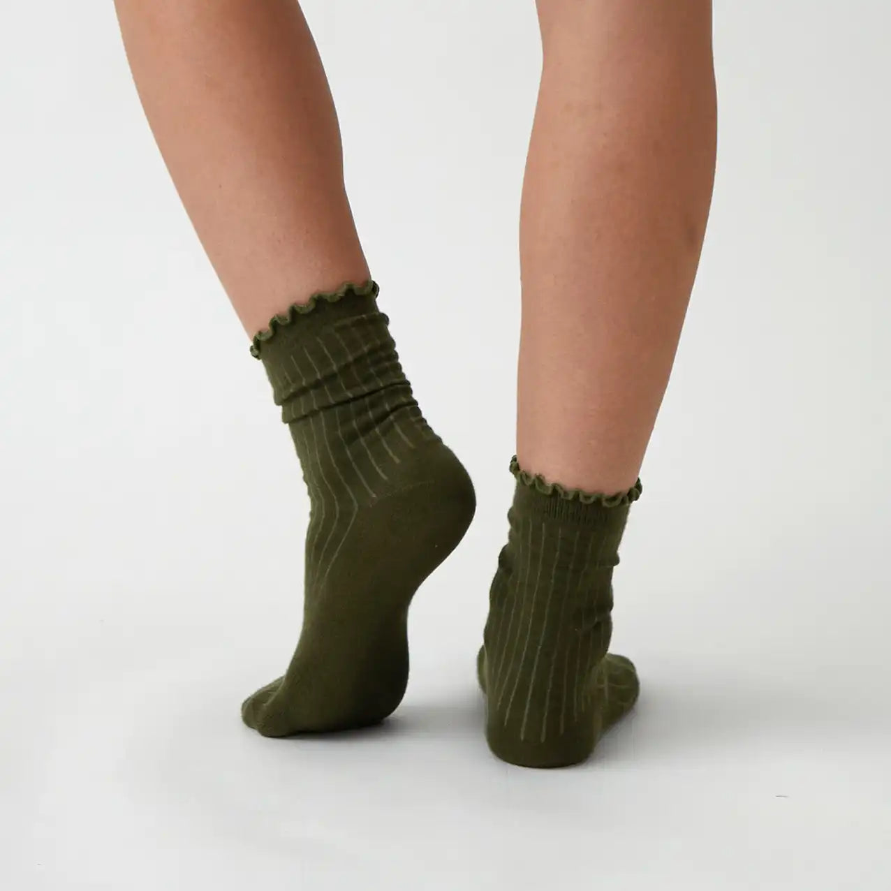 Cotton cashmere socks olive