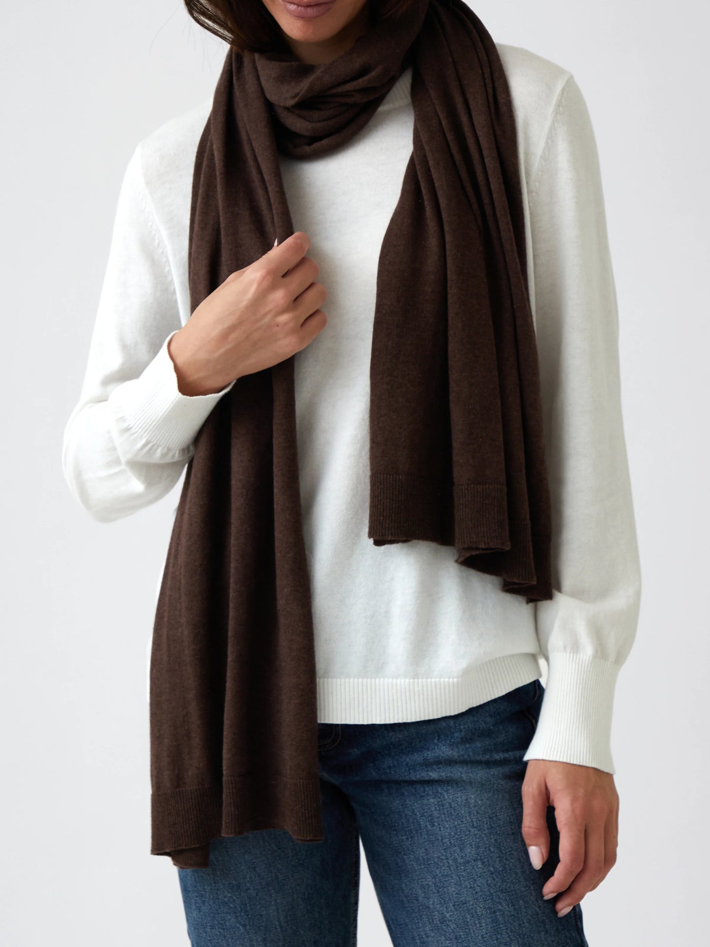 Cotton cashmere scarf cocoa