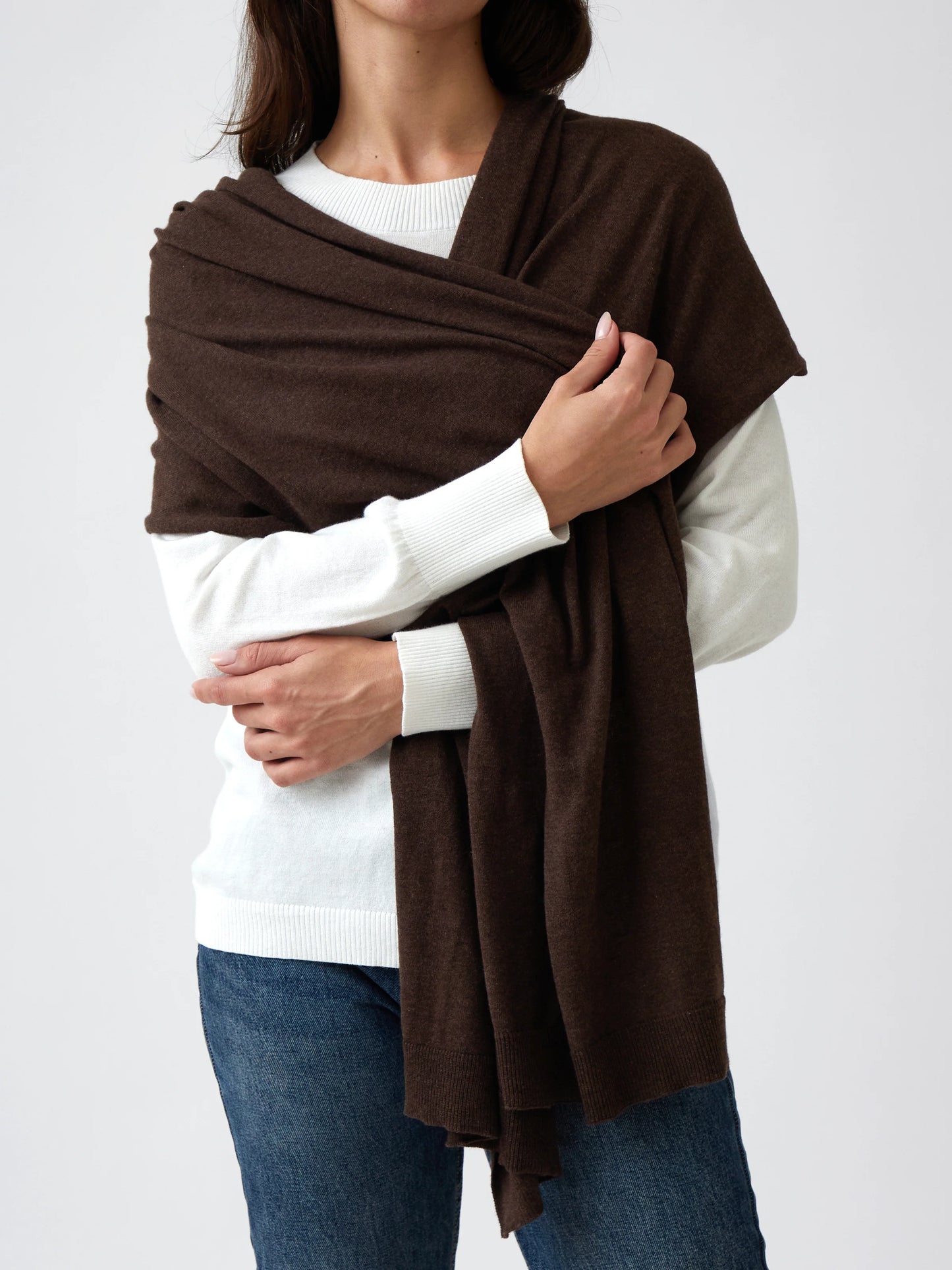 Cotton cashmere scarf cocoa