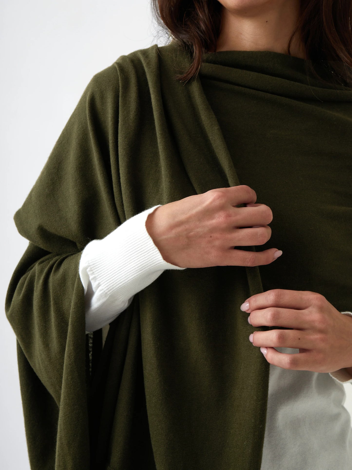 Cotton cashmere scarf olive