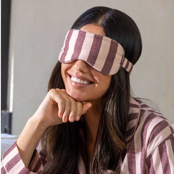 Cotton eye mask pink stripes