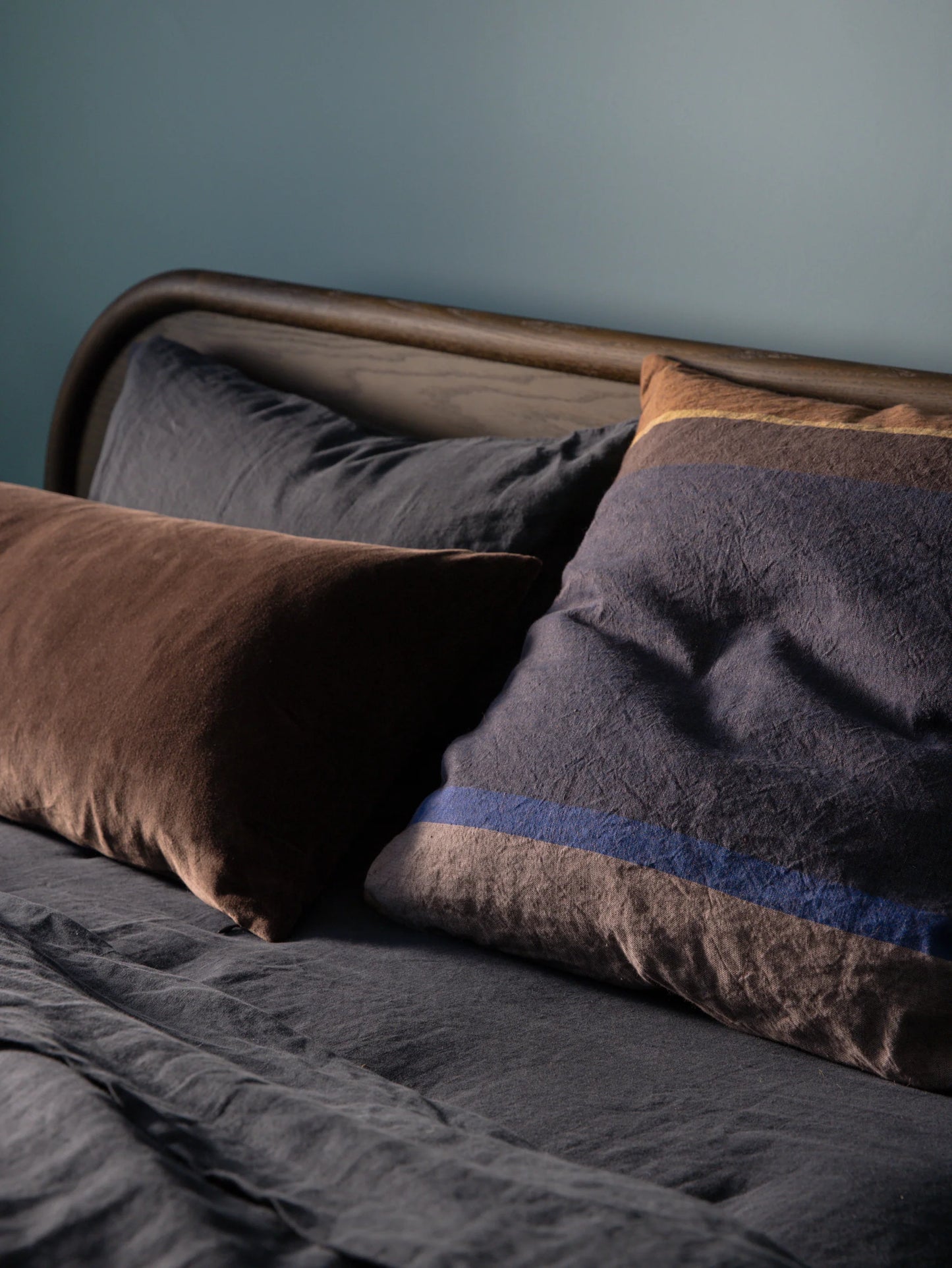 Obi cushion cover blue black/dijon 55cm x 45cm