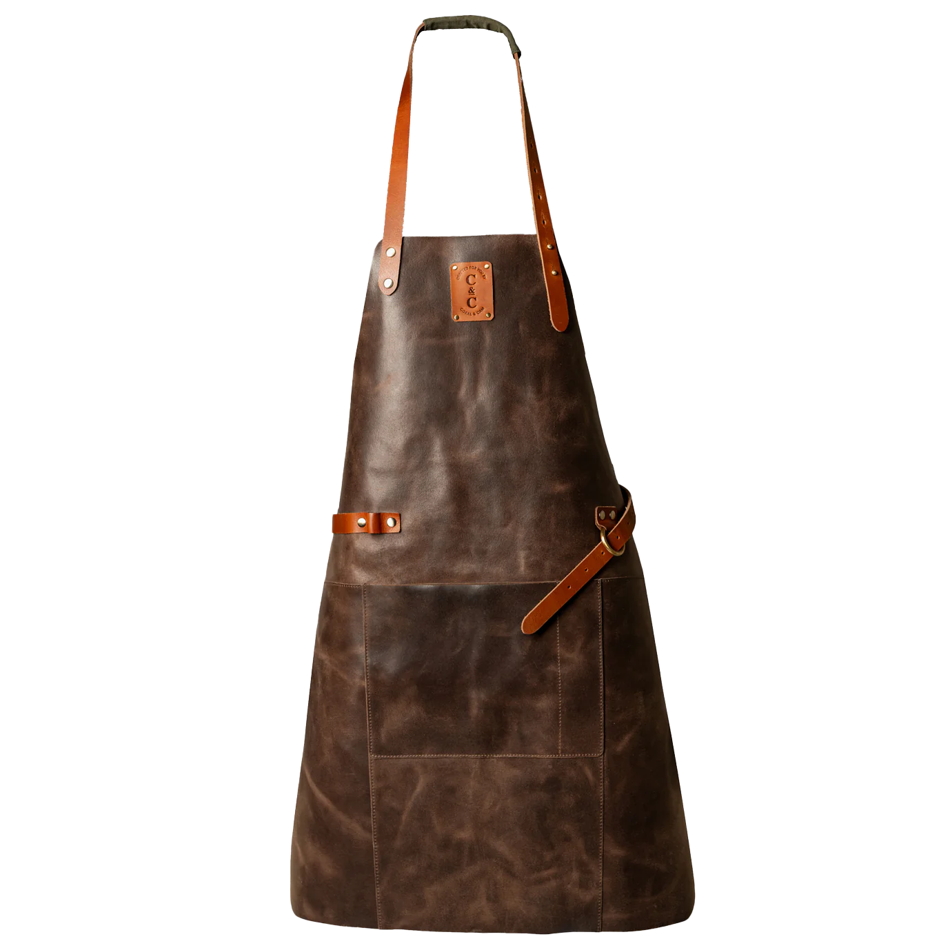 Cowhide leather apron chocolate brown
