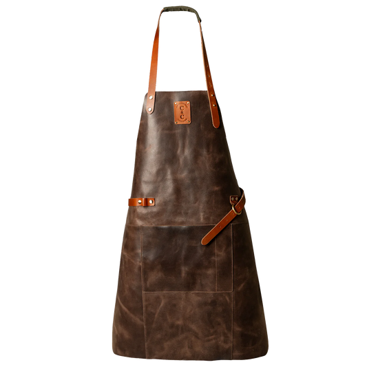 Cowhide leather apron chocolate brown