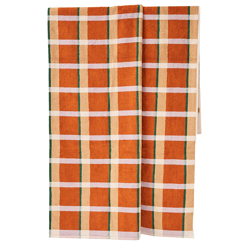 Cozumel plaid beach towel petal