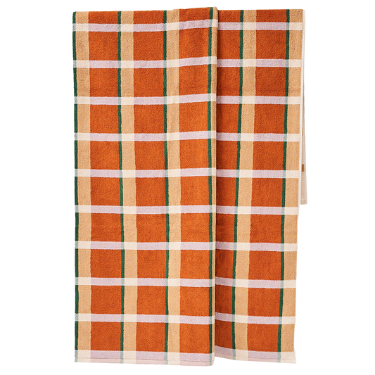 Cozumel plaid beach towel petal