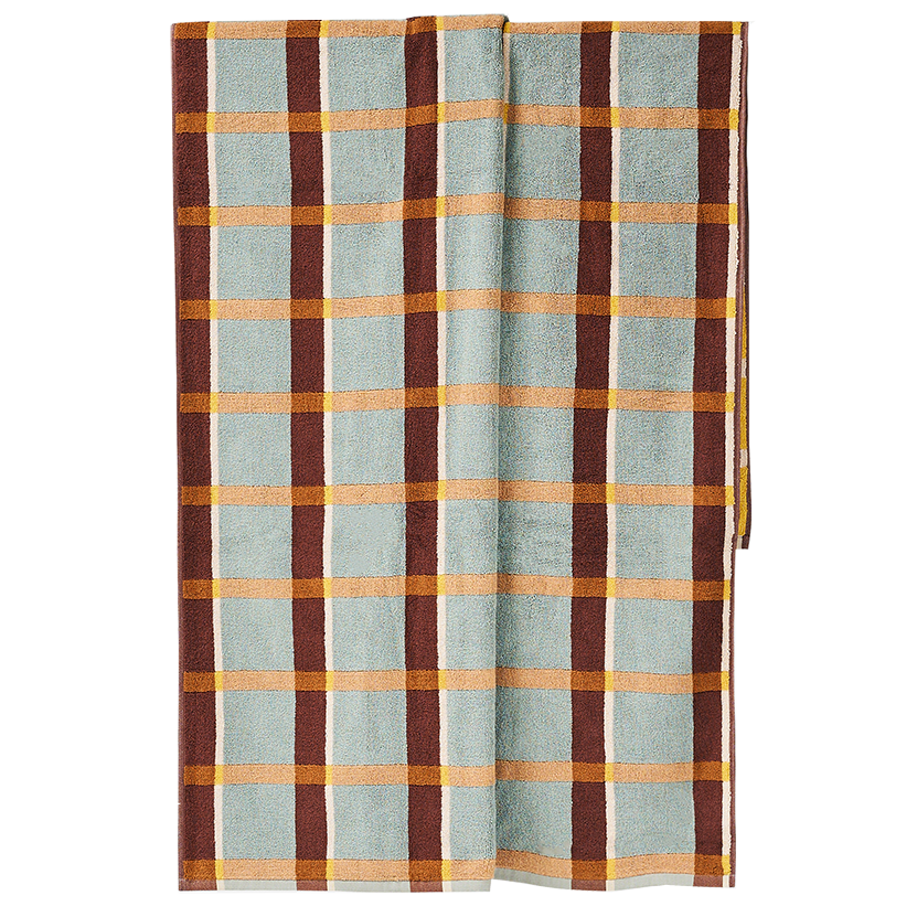 Cozumel plaid beach towel sage