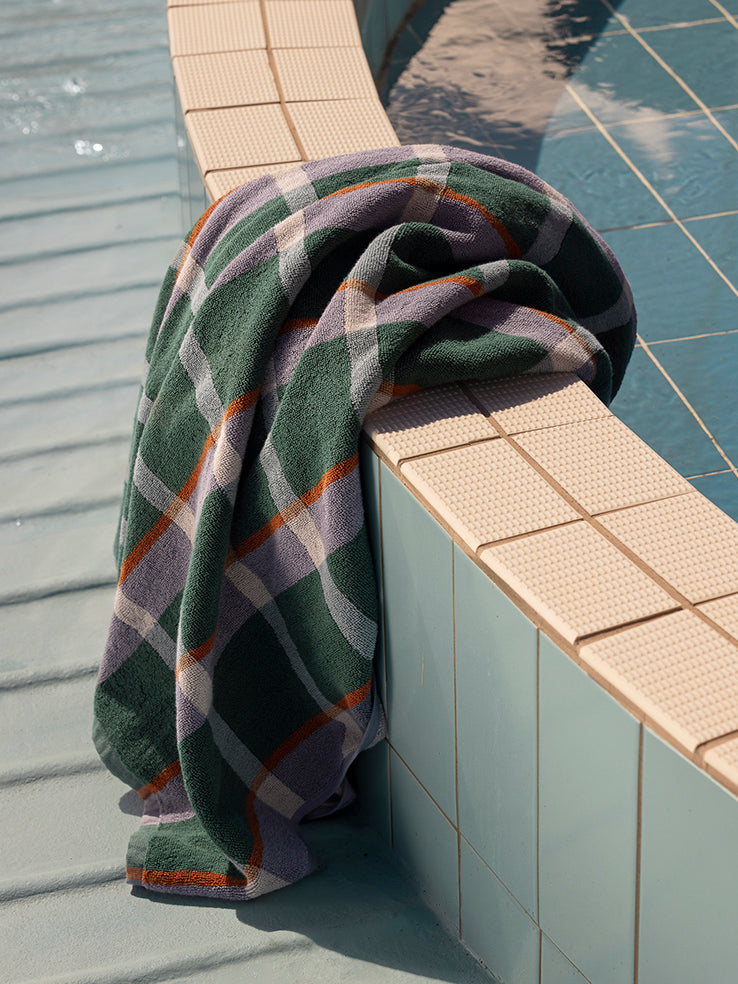 Cozumel plaid beach towel green