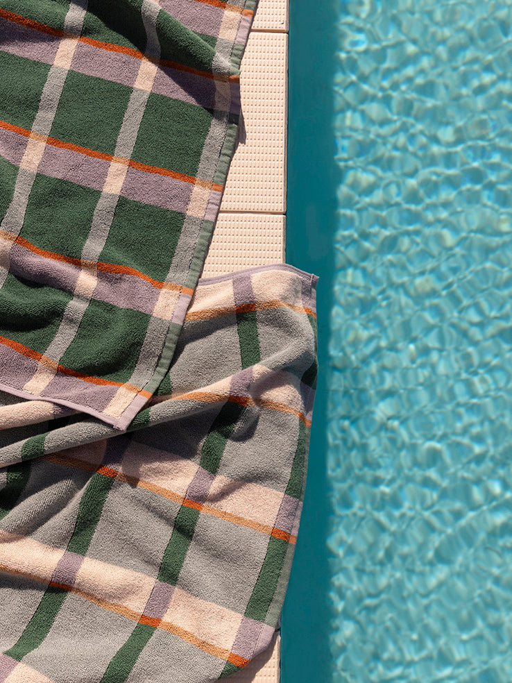 Cozumel plaid beach towel green