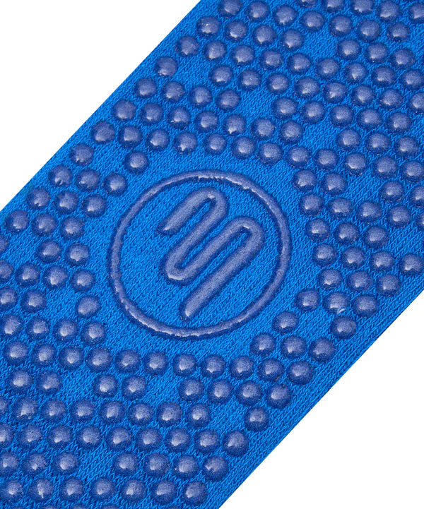 Crew pilates grip socks electric blue stripe