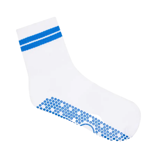 Crew pilates grip socks cobalt stripe