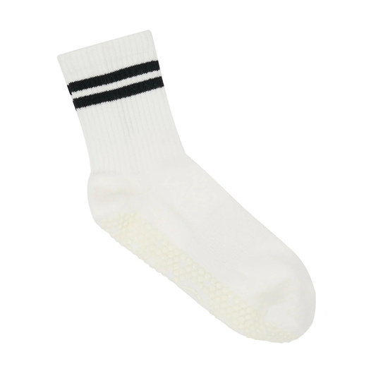 Crew pilates grip socks black stripe