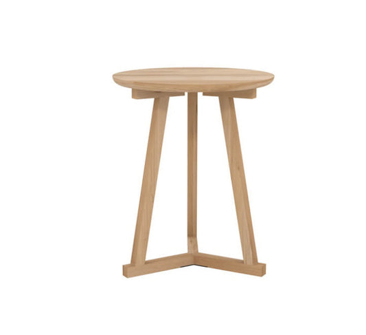 Small oak tripod side table natural 46cm