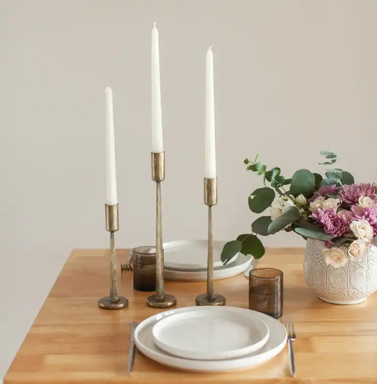 Dante hand-forged candle holder brass finish 30cm